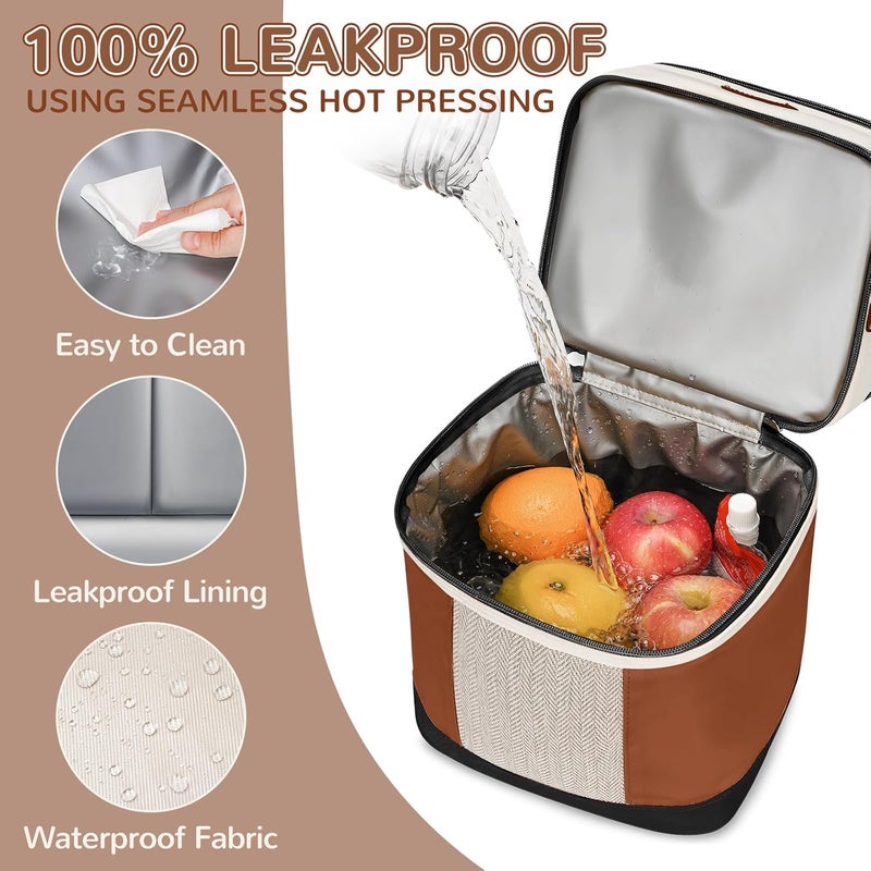 Mancro Breast milk Cooler Travel Bag Fits 6 Bottles Up to 9 Ounces，Double Layer Baby Bottle Cooler Bag with Ice Pack，Insulated Baby Bottle Bags for Daycare & Nursing Moms,Black and Brown - Image 5